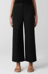 Eileen Fisher High Waist Stretch Organic Cotton Ankle Wide Leg Pants In Black