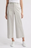 Eileen Fisher High Waist Stretch Organic Cotton Ankle Wide Leg Pants In Chalk