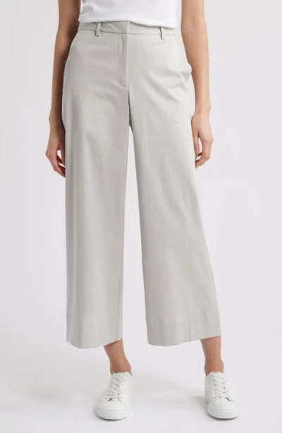 Eileen Fisher High Waist Stretch Organic Cotton Ankle Wide Leg Pants In Chalk