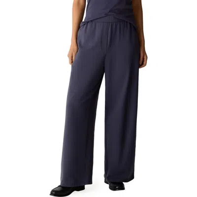 Eileen Fisher High Waist Stretch Organic Wide Leg Pants In Blue