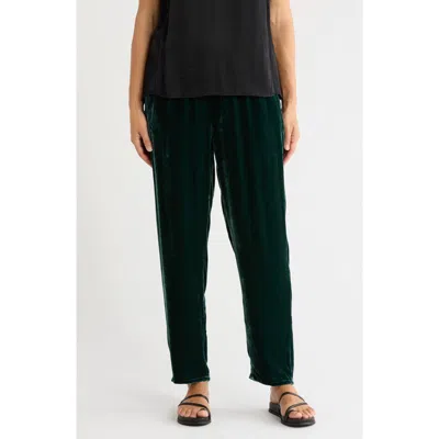Eileen Fisher High Waist Tapered Ankle Velvet Pants In Green