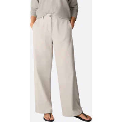 Eileen Fisher High Waist Wide Leg Organic Cotton Pants In Neutral