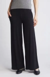 Eileen Fisher Wide-leg Stretch-jersey Trousers In Black