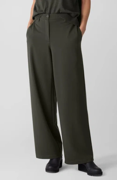 Eileen Fisher High Waist Wide Leg Pants In Green