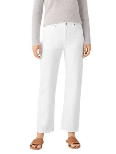 Eileen Fisher High Waisted Straight Ankle Jean In White