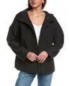 Eileen Fisher Hooded Cotton Blend Jacket In Black