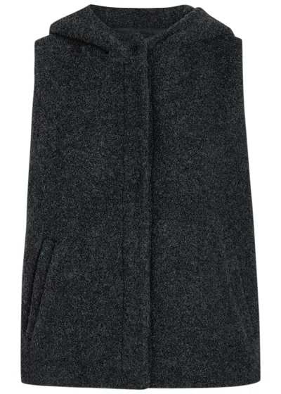 Eileen Fisher Hooded Bouclé Vest In Black