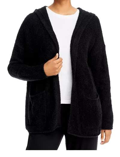 Pre-owned Eileen Fisher Hooded Cardigan Sweater Boucle Cashmere Blend Black Sz M