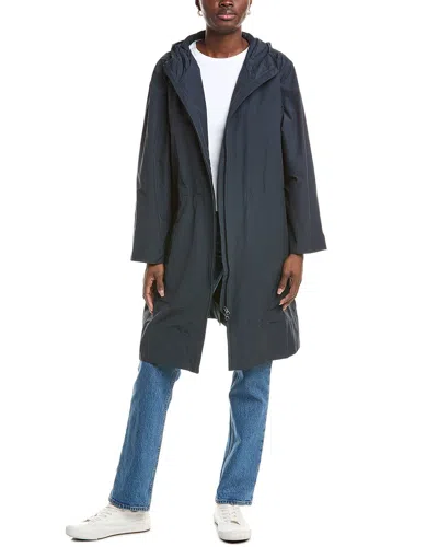 Eileen Fisher Hooded Coat In Blue