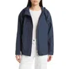 Eileen Fisher Hooded Cotton Blend Jacket In Blue