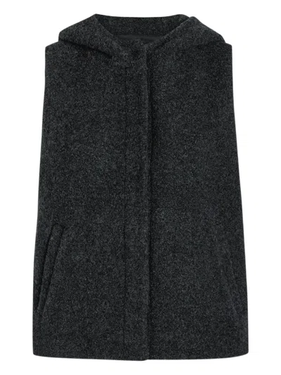 Eileen Fisher Hooded Gilet In Black