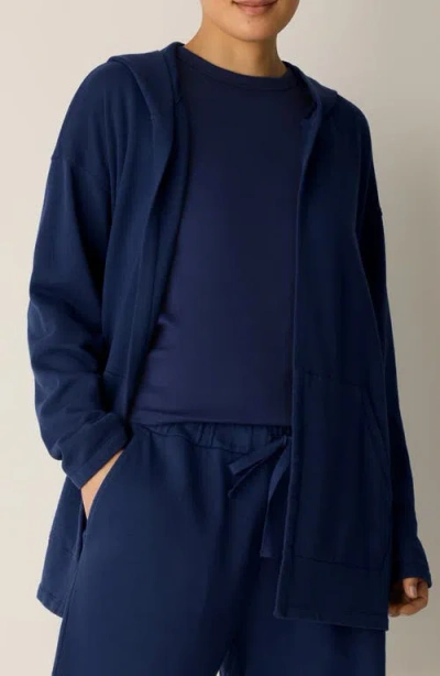 Eileen Fisher Hooded Organic Cotton Jacket In Blue