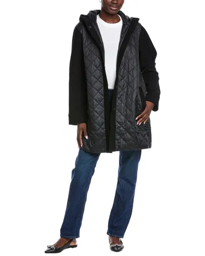 Eileen Fisher Hooded Quilted Jacket In Black
