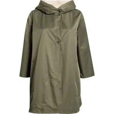 Eileen Fisher Hooded Reversible Coat In Green