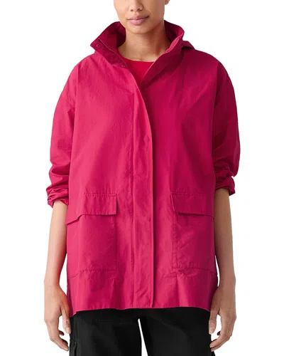Eileen Fisher Hooded Stand Collar Jacket In Azalea
