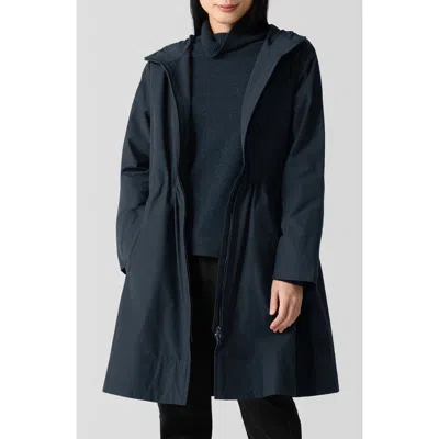 Eileen Fisher Hooded Zip Jacket In Blue