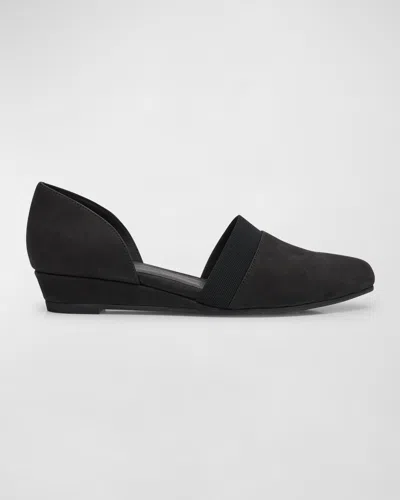 Eileen Fisher Ida Suede D'orsay Ballerina Pumps In Black