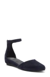 Eileen Fisher Ingle Ankle Strap Flat In Midnight Suede