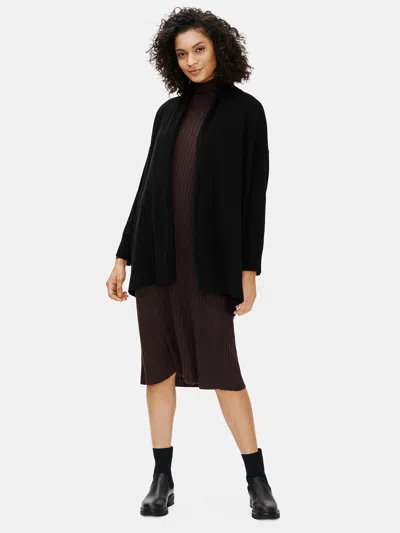Eileen Fisher Italian Cashmere Boxy Long Cardigan In Black