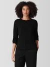 Eileen Fisher Italian Cashmere Crew Neck Top In Black