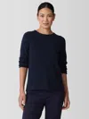 Eileen Fisher Italian Cashmere Crew Neck Top In Blue
