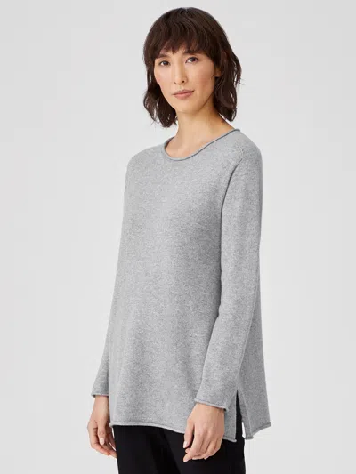 Eileen Fisher Italian Cashmere Crew Neck Tunic In Gray