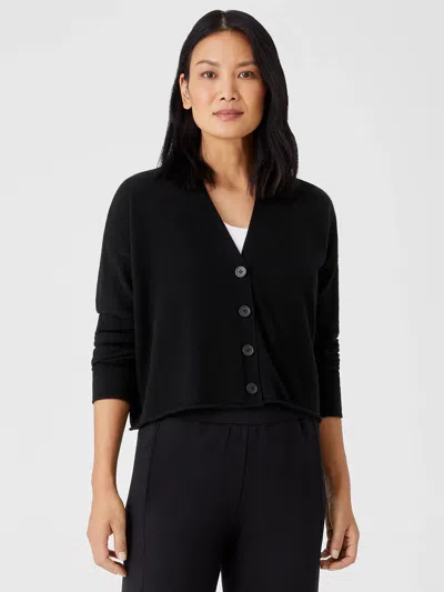 Eileen Fisher Italian Cashmere Cropped Cardigan In Black