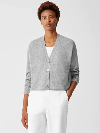 Eileen Fisher Italian Cashmere Cropped Cardigan In Gray