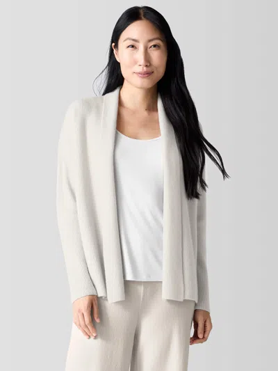 Eileen Fisher Italian Cashmere High Collar Cardigan In Neutral