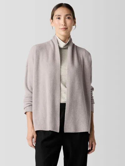 Eileen Fisher Italian Cashmere High Collar Cardigan In Neutral