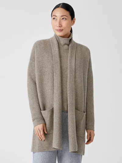 Eileen Fisher Italian Cashmere Links Cardigan In Brown