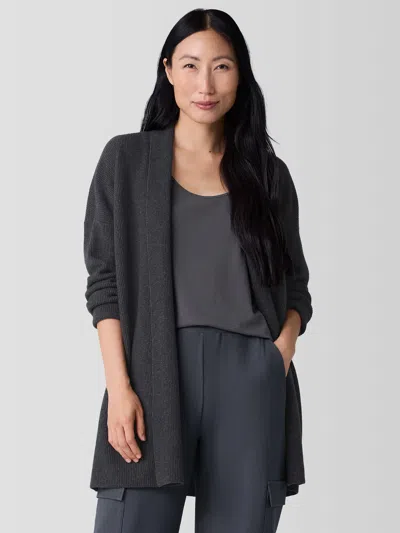 Eileen Fisher Italian Cashmere Long Cardigan In Black