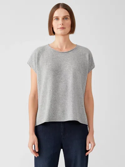 Eileen Fisher Italian Cashmere Square Top In Gray