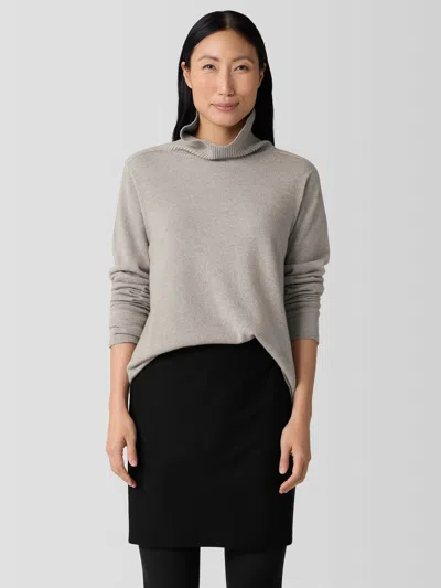 Eileen Fisher Italian Cashmere Turtleneck Top In Gray