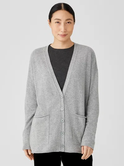 Eileen Fisher Italian Cashmere V-neck Cardigan In Gray