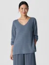 Eileen Fisher Italian Cashmere V-neck Top In Gray