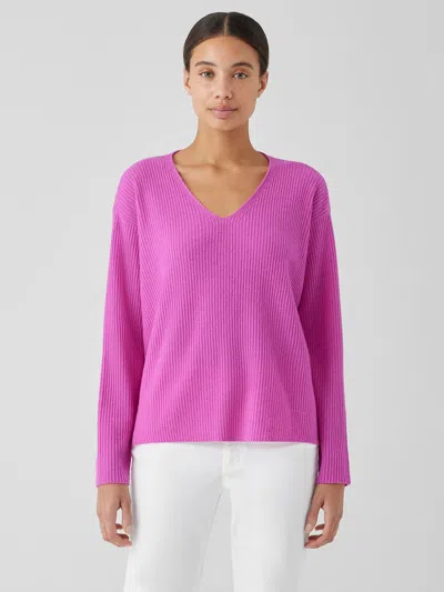 Eileen Fisher Italian Cashmere V-neck Top In Purple