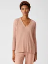 Eileen Fisher Italian Cashmere V-neck Tunic In Brown