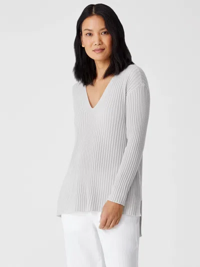 Eileen Fisher Italian Cashmere V-neck Tunic In Gray