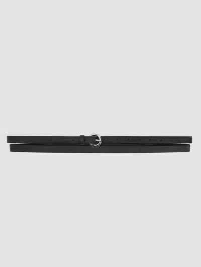 Eileen Fisher Italian Leather Double-wrap Belt In Black
