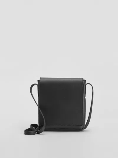 Eileen Fisher Italian Leather Square Crossbody Bag In Black