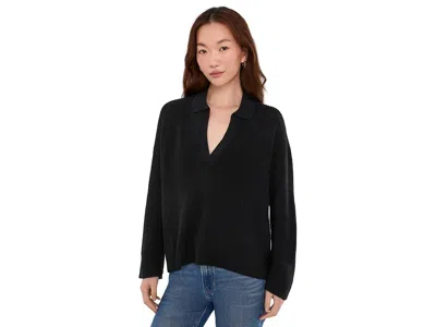 Eileen Fisher Wool Johnny Collar Sweater In Black