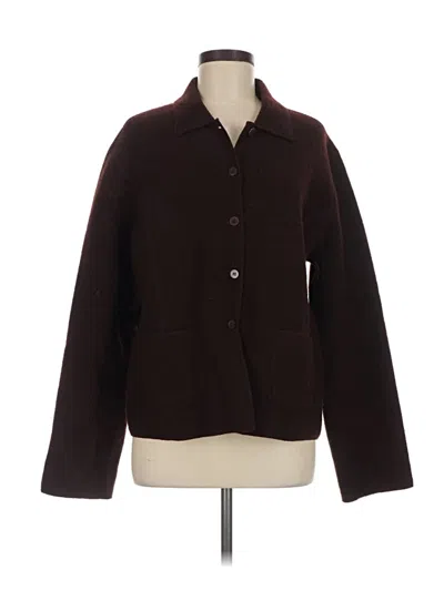 Pre-owned Eileen Fisher Jacket In Burgundy