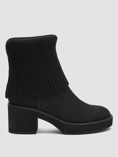 Eileen Fisher Jala Tumbled Nubuck Platform Boot In Black