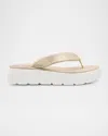 Eileen Fisher Jelly Metallic Thong Platform Sandals In Platinum
