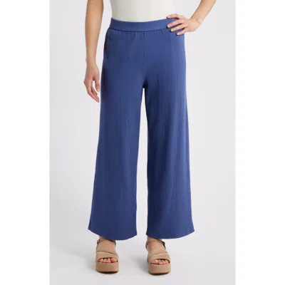 Eileen Fisher Jersey Ankle Wide Leg Pants In Bluette