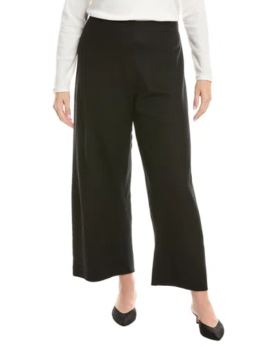 Eileen Fisher Jersey Ankle Wide Wool Pant In Black
