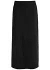 Eileen Fisher Front-slit Washable Stretch Crepe Midi Skirt In Black