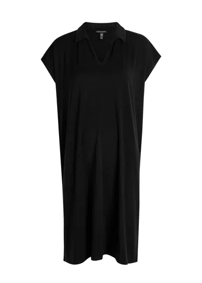 Eileen Fisher Jersey Midi Dress In Black