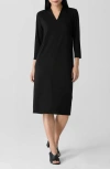 Eileen Fisher Petite 3/4-sleeve Stretch Jersey Shift Dress In Black